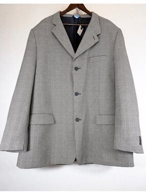 Sz 54 Luca Rossi Men’s Wool Blazer Made In Italy Light Grey Fashion Pattern